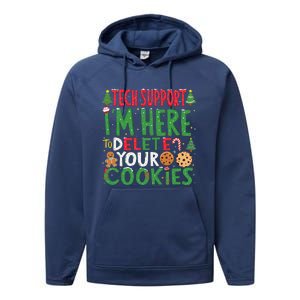 Tech Support IM Here To Delete Your Cookies Christmas Xmas Performance Fleece Hoodie