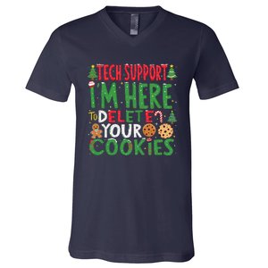 Tech Support IM Here To Delete Your Cookies Christmas Xmas V-Neck T-Shirt