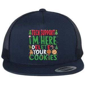 Tech Support IM Here To Delete Your Cookies Christmas Xmas Flat Bill Trucker Hat