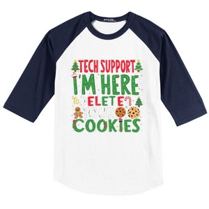 Tech Support IM Here To Delete Your Cookies Christmas Xmas Baseball Sleeve Shirt