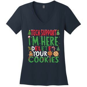 Tech Support IM Here To Delete Your Cookies Christmas Xmas Women's V-Neck T-Shirt