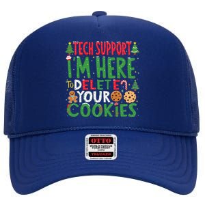 Tech Support IM Here To Delete Your Cookies Christmas Xmas High Crown Mesh Back Trucker Hat