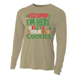 Tech Support IM Here To Delete Your Cookies Christmas Xmas Cooling Performance Long Sleeve Crew