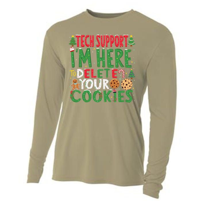 Tech Support IM Here To Delete Your Cookies Christmas Xmas Cooling Performance Long Sleeve Crew