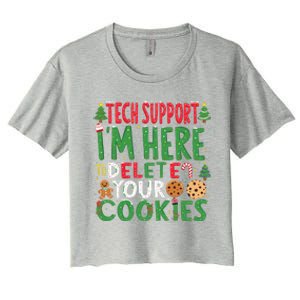 Tech Support IM Here To Delete Your Cookies Christmas Xmas Women's Crop Top Tee