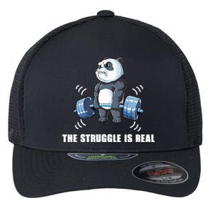 The Struggle Is Real Panda Funny Cool Gift Flexfit Unipanel Trucker Cap