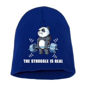 The Struggle Is Real Panda Funny Cool Gift Short Acrylic Beanie