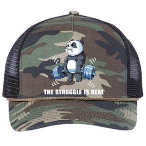 The Struggle Is Real Panda Funny Cool Gift Retro Rope Trucker Hat Cap