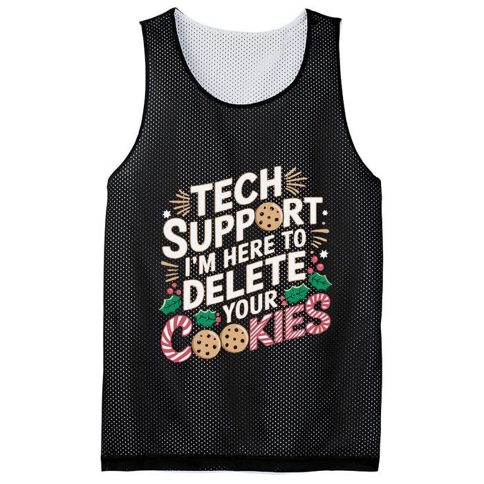 Tech Support IM Here To Delete Your Cookies Funny It Nerds Mesh Reversible Basketball Jersey Tank