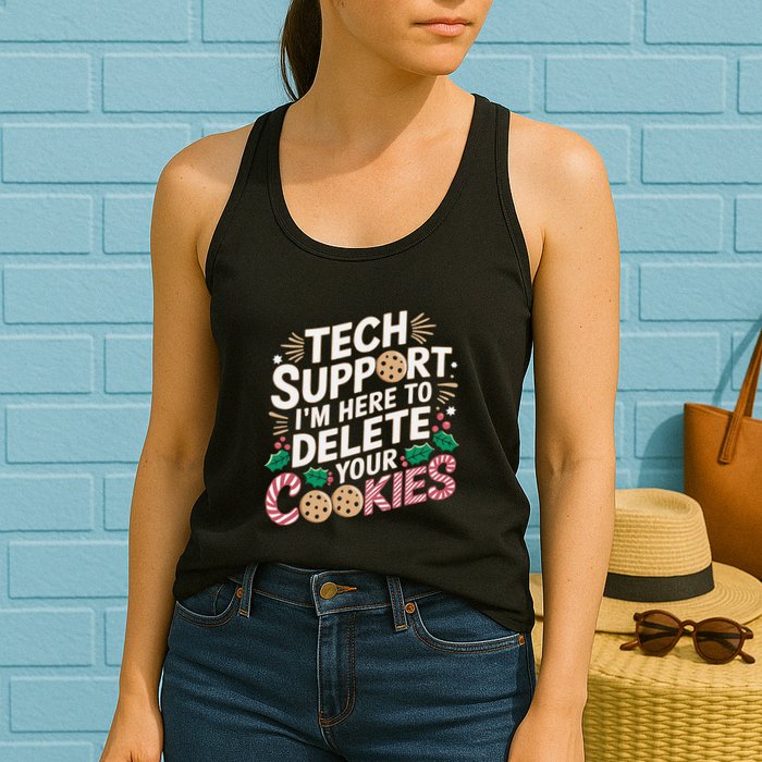Tech Support IM Here To Delete Your Cookies Funny It Nerds Womens Tank Top