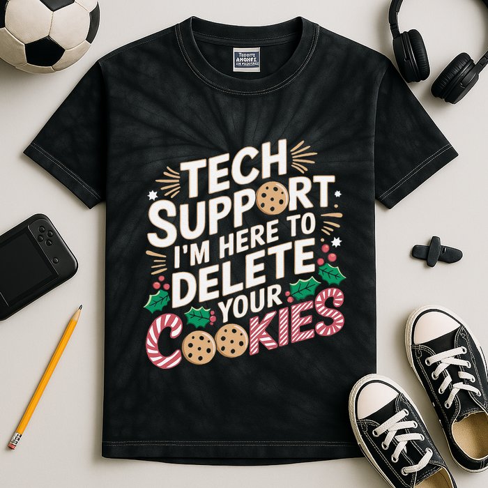 Tech Support IM Here To Delete Your Cookies Funny It Nerds Kids Tie-Dye T-Shirt
