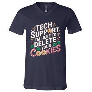 Tech Support IM Here To Delete Your Cookies Funny It Nerds V-Neck T-Shirt