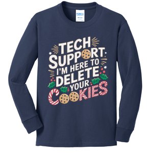 Tech Support IM Here To Delete Your Cookies Funny It Nerds Kids Long Sleeve Shirt