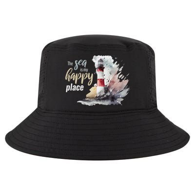 The Sea Is My Happy Place I Beach Lighthouses Coast Summer Cool Gift Cool Comfort Performance Bucket Hat