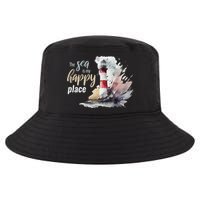 The Sea Is My Happy Place I Beach Lighthouses Coast Summer Cool Gift Cool Comfort Performance Bucket Hat