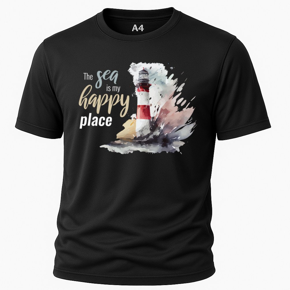 The Sea Is My Happy Place I Beach Lighthouses Coast Summer Cool Gift Performance Shirt