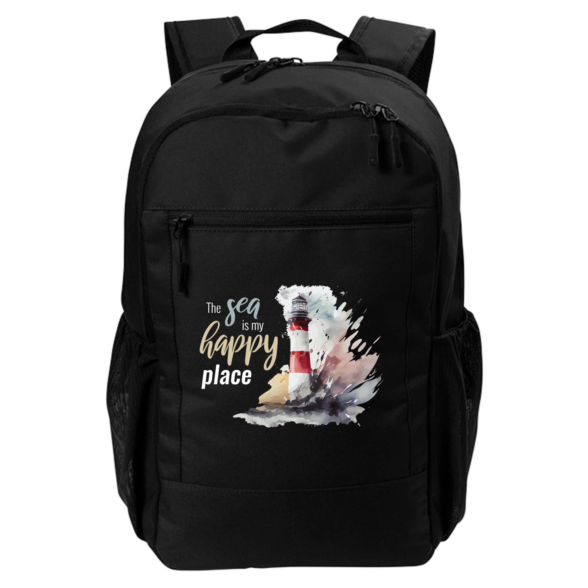 The Sea Is My Happy Place I Beach Lighthouses Coast Summer Cool Gift Backpack
