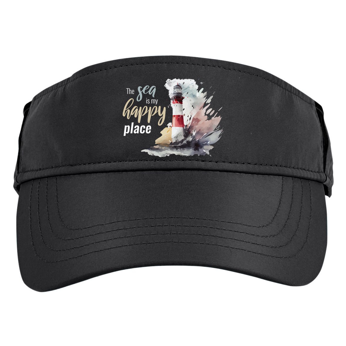 The Sea Is My Happy Place I Beach Lighthouses Coast Summer Cool Gift Adult Drive Performance Visor