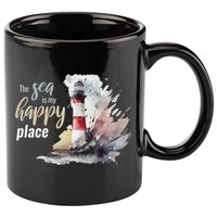 The Sea Is My Happy Place I Beach Lighthouses Coast Summer Cool Gift 11oz C Handle Ceramic Mug