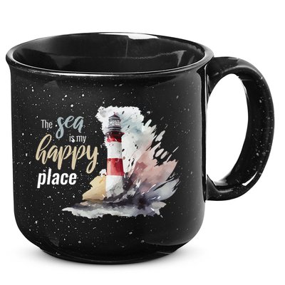 The Sea Is My Happy Place I Beach Lighthouses Coast Summer Cool Gift 15oz Campfire Ceramic Mug