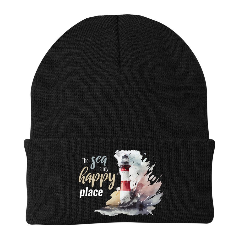 The Sea Is My Happy Place I Beach Lighthouses Coast Summer Cool Gift Beanie