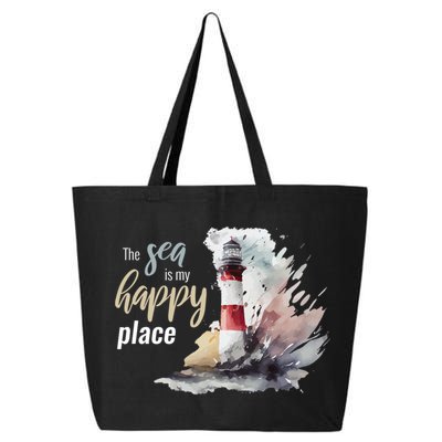 The Sea Is My Happy Place I Beach Lighthouses Coast Summer Cool Gift 25L Jumbo Tote