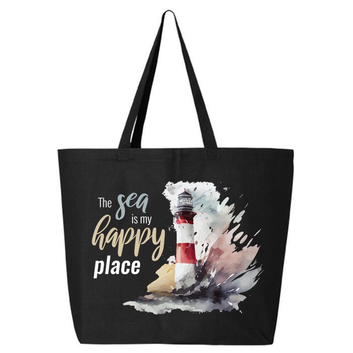 The Sea Is My Happy Place I Beach Lighthouses Coast Summer Cool Gift 25L Jumbo Tote