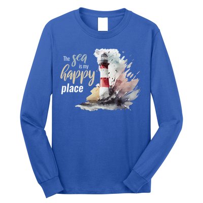 The Sea Is My Happy Place I Beach Lighthouses Coast Summer Cool Gift Long Sleeve Shirt