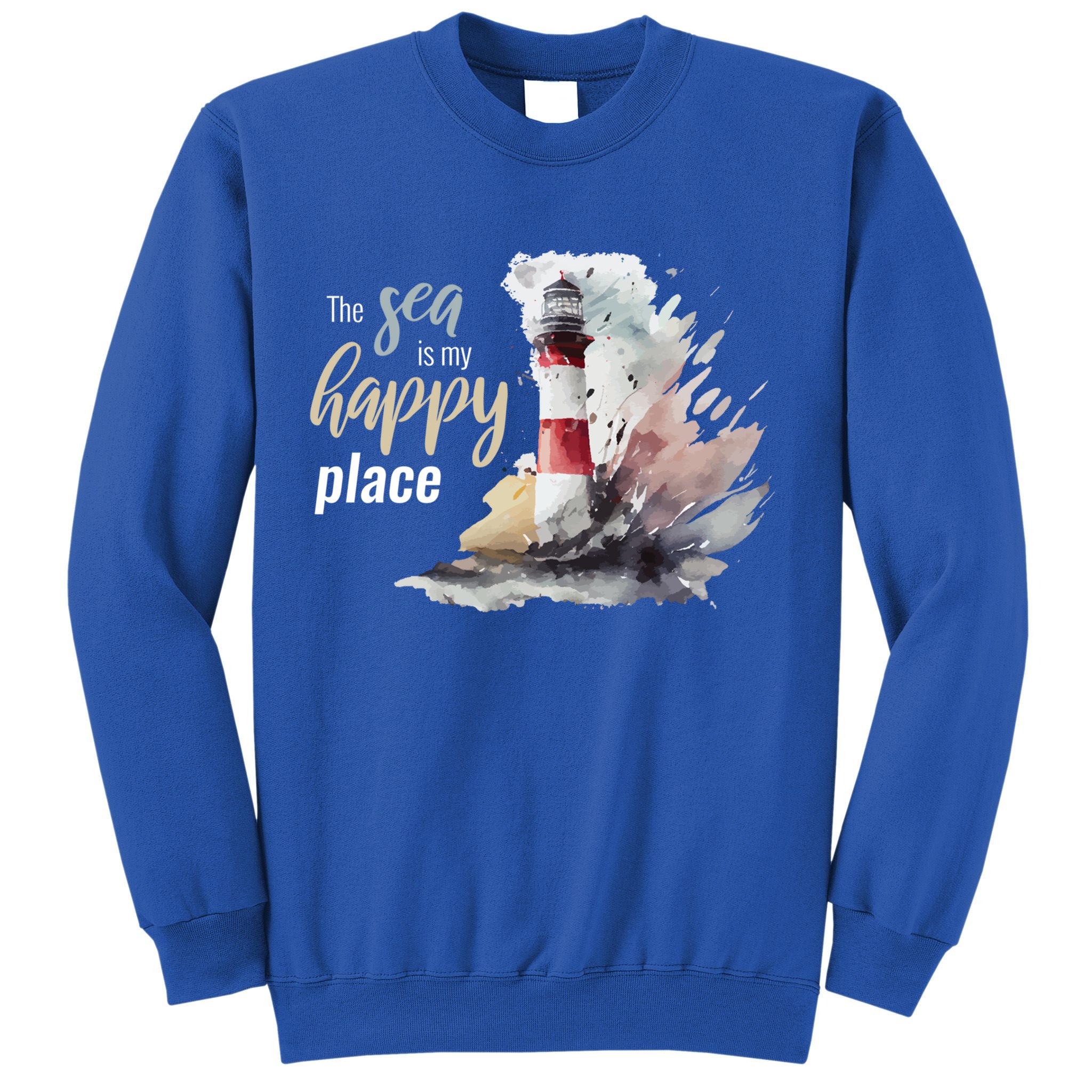 The Sea Is My Happy Place I Beach Lighthouses Coast Summer Cool Gift Sweatshirt