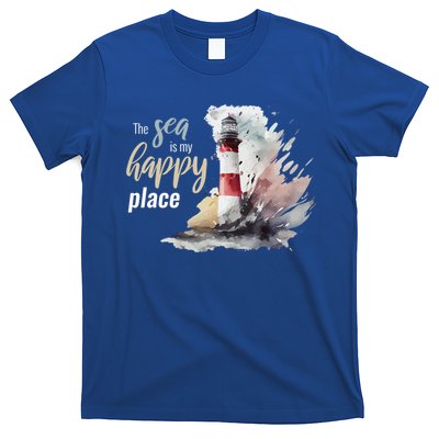The Sea Is My Happy Place I Beach Lighthouses Coast Summer Cool Gift T-Shirt