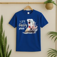 The Sea Is My Happy Place I Beach Lighthouses Coast Summer Cool Gift T-Shirt