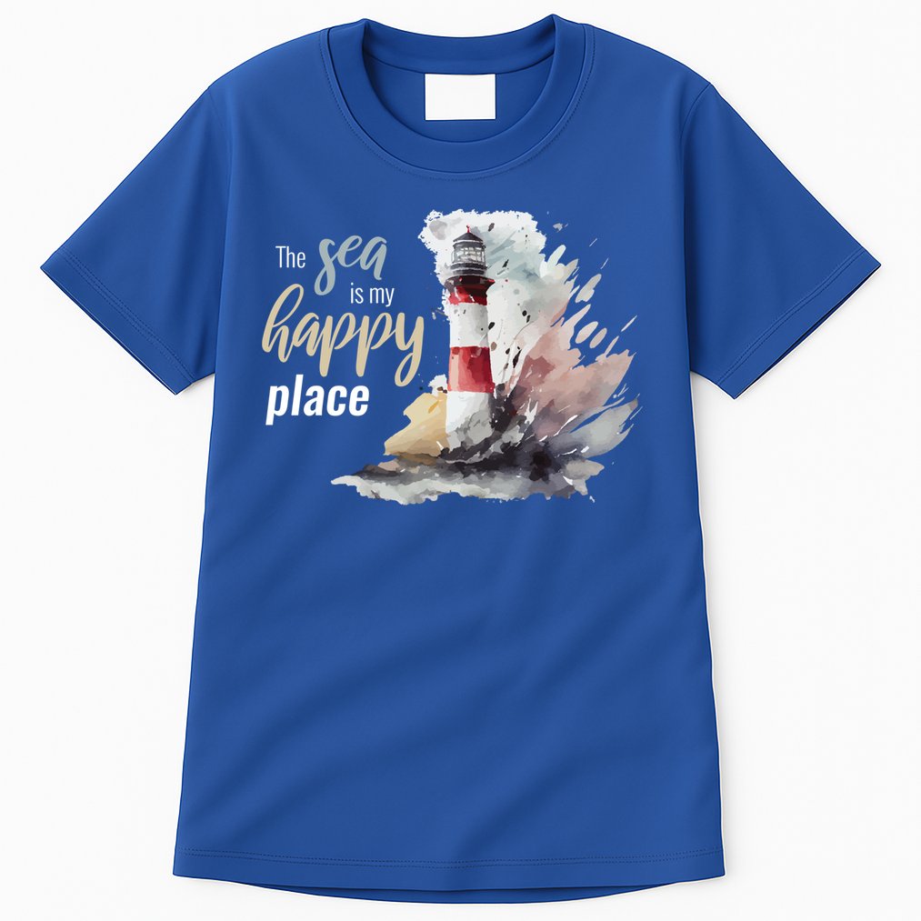 The Sea Is My Happy Place I Beach Lighthouses Coast Summer Cool Gift Tall T-Shirt