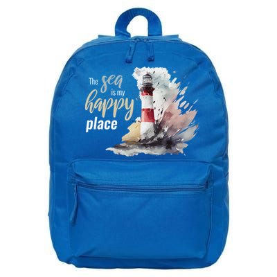 The Sea Is My Happy Place I Beach Lighthouses Coast Summer Cool Gift 16 in Basic Backpack