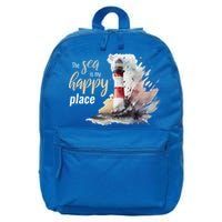 The Sea Is My Happy Place I Beach Lighthouses Coast Summer Cool Gift 16 in Basic Backpack
