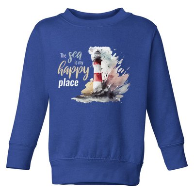 The Sea Is My Happy Place I Beach Lighthouses Coast Summer Cool Gift Toddler Sweatshirt