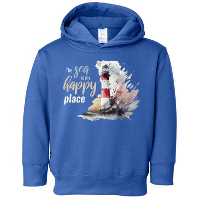 The Sea Is My Happy Place I Beach Lighthouses Coast Summer Cool Gift Toddler Hoodie
