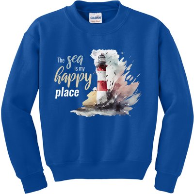 The Sea Is My Happy Place I Beach Lighthouses Coast Summer Cool Gift Kids Sweatshirt
