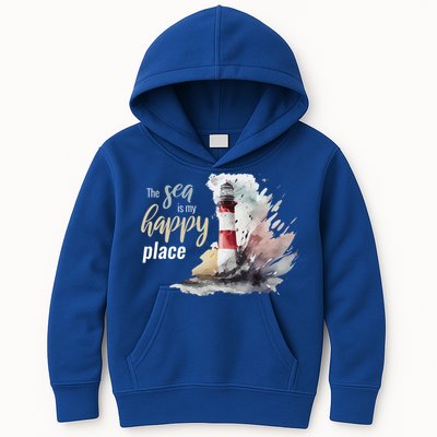 The Sea Is My Happy Place I Beach Lighthouses Coast Summer Cool Gift Kids Hoodie