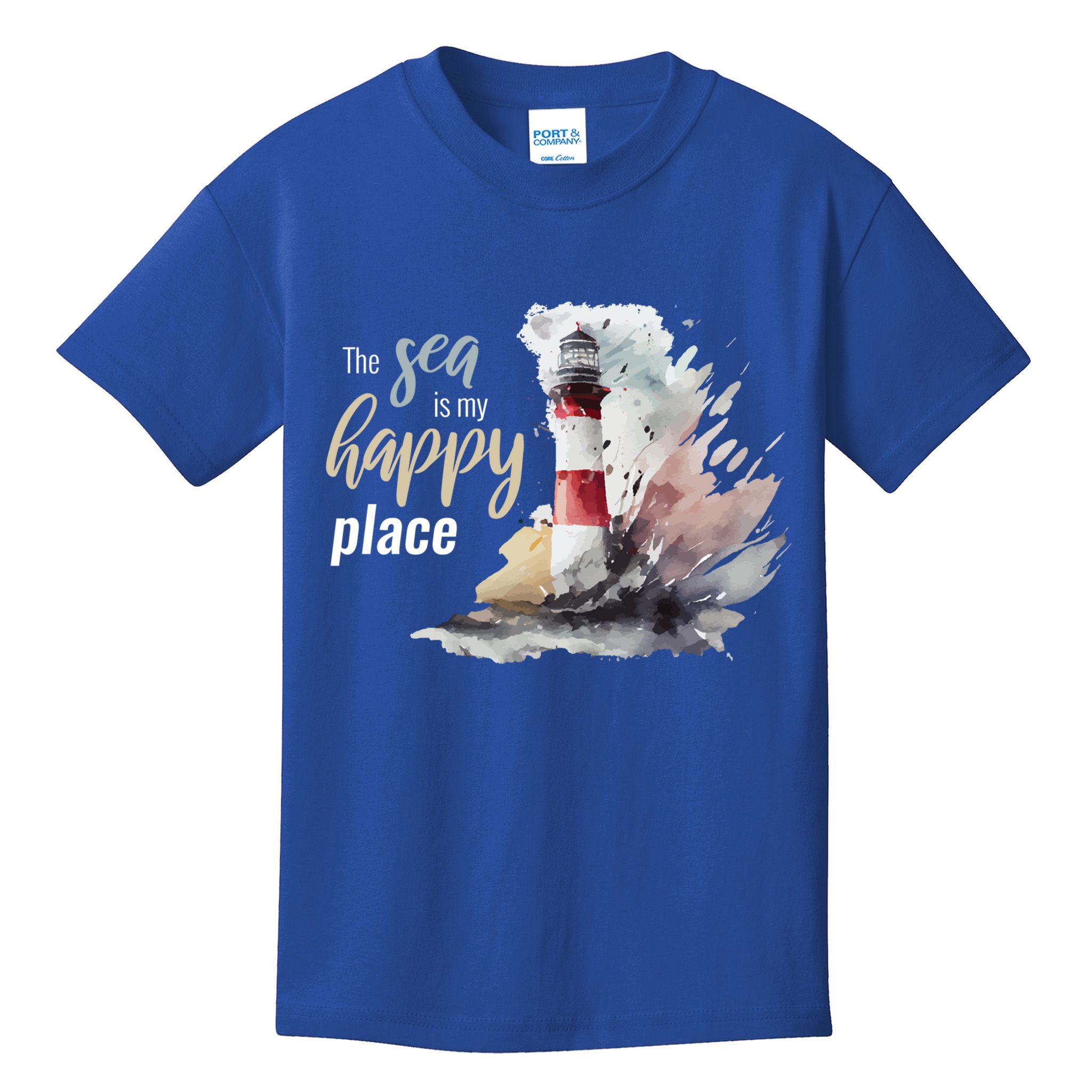 The Sea Is My Happy Place I Beach Lighthouses Coast Summer Cool Gift Kids T-Shirt