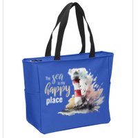 The Sea Is My Happy Place I Beach Lighthouses Coast Summer Cool Gift Zip Tote Bag