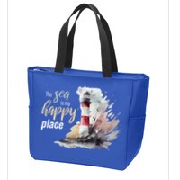 The Sea Is My Happy Place I Beach Lighthouses Coast Summer Cool Gift Zip Tote Bag