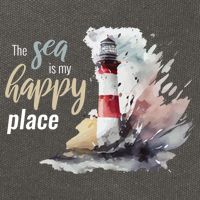 The Sea Is My Happy Place I Beach Lighthouses Coast Summer Cool Gift Cotton Canvas Backpack