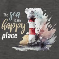 The Sea Is My Happy Place I Beach Lighthouses Coast Summer Cool Gift Vector Backpack