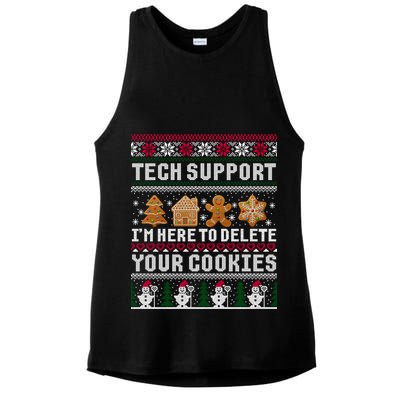 Tech Support I Am Here To Delete Your Cookies Funny Ugly Christmas Ladies PosiCharge Tri-Blend Wicking Tank