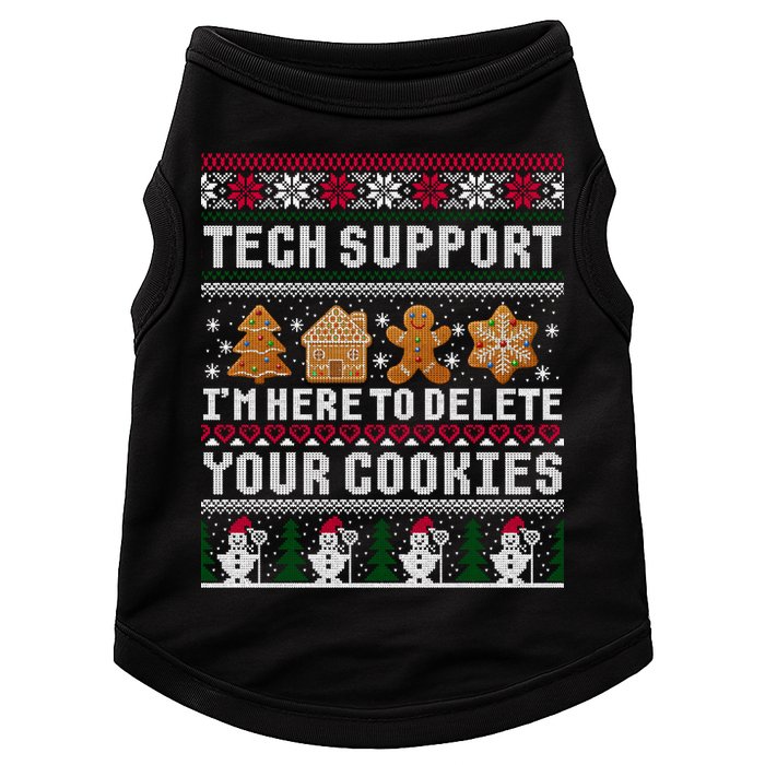 Tech Support I Am Here To Delete Your Cookies Funny Ugly Christmas Doggie Tank