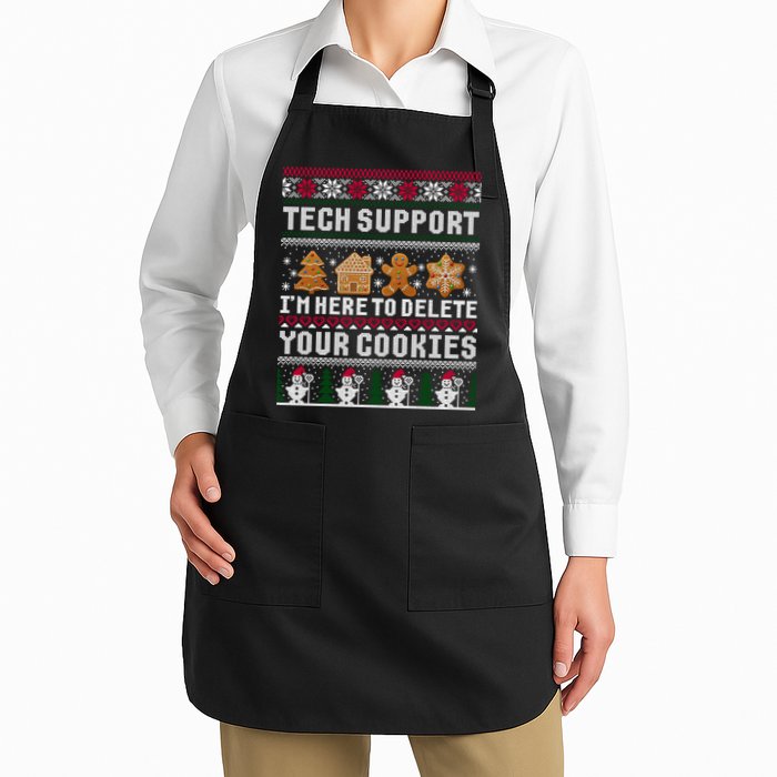 Tech Support I Am Here To Delete Your Cookies Funny Ugly Christmas Apron