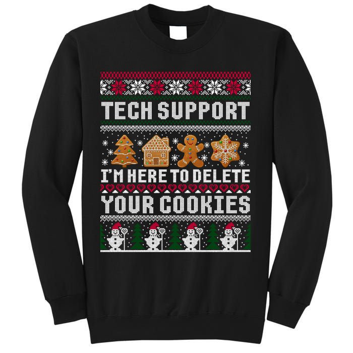 Tech Support I Am Here To Delete Your Cookies Funny Ugly Christmas Sweatshirt