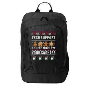 Tech Support I Am Here To Delete Your Cookies Funny Ugly Christmas City Backpack