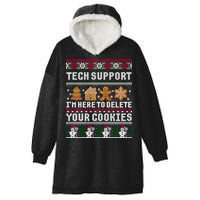 Tech Support I Am Here To Delete Your Cookies Funny Ugly Christmas Hooded Wearable Blanket