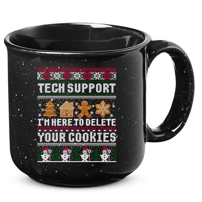 Tech Support I Am Here To Delete Your Cookies Funny Ugly Christmas 15oz Campfire Ceramic Mug